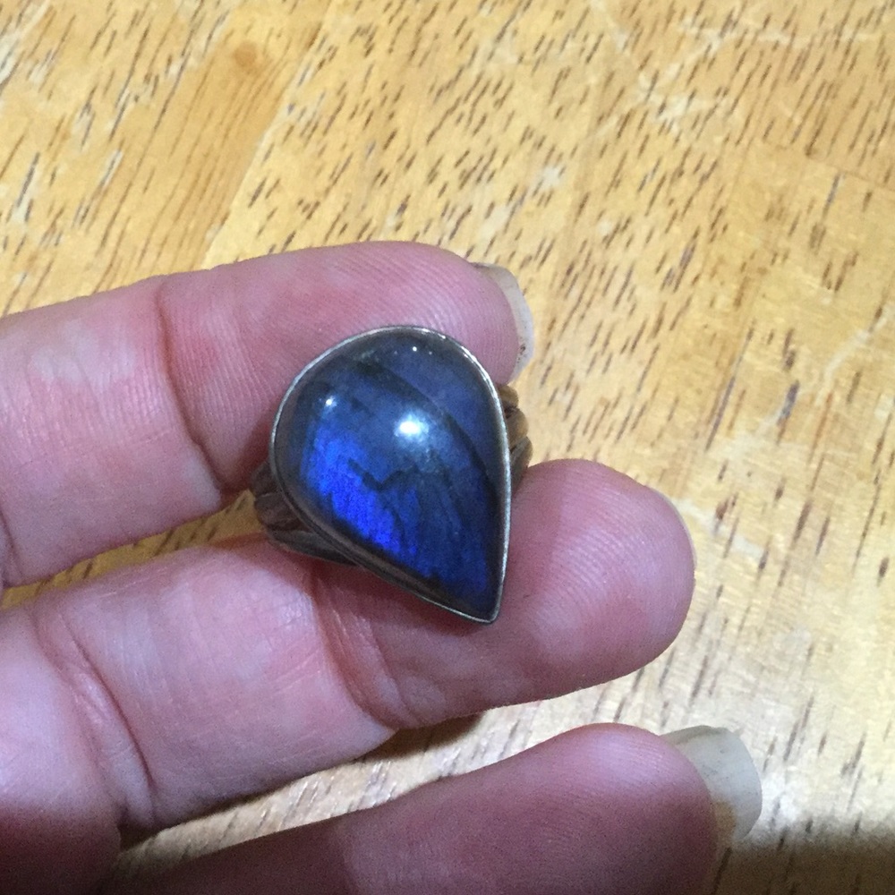 LABRADORITE RING!!! Silver size 7 blue fire - Picture 8 of 8
